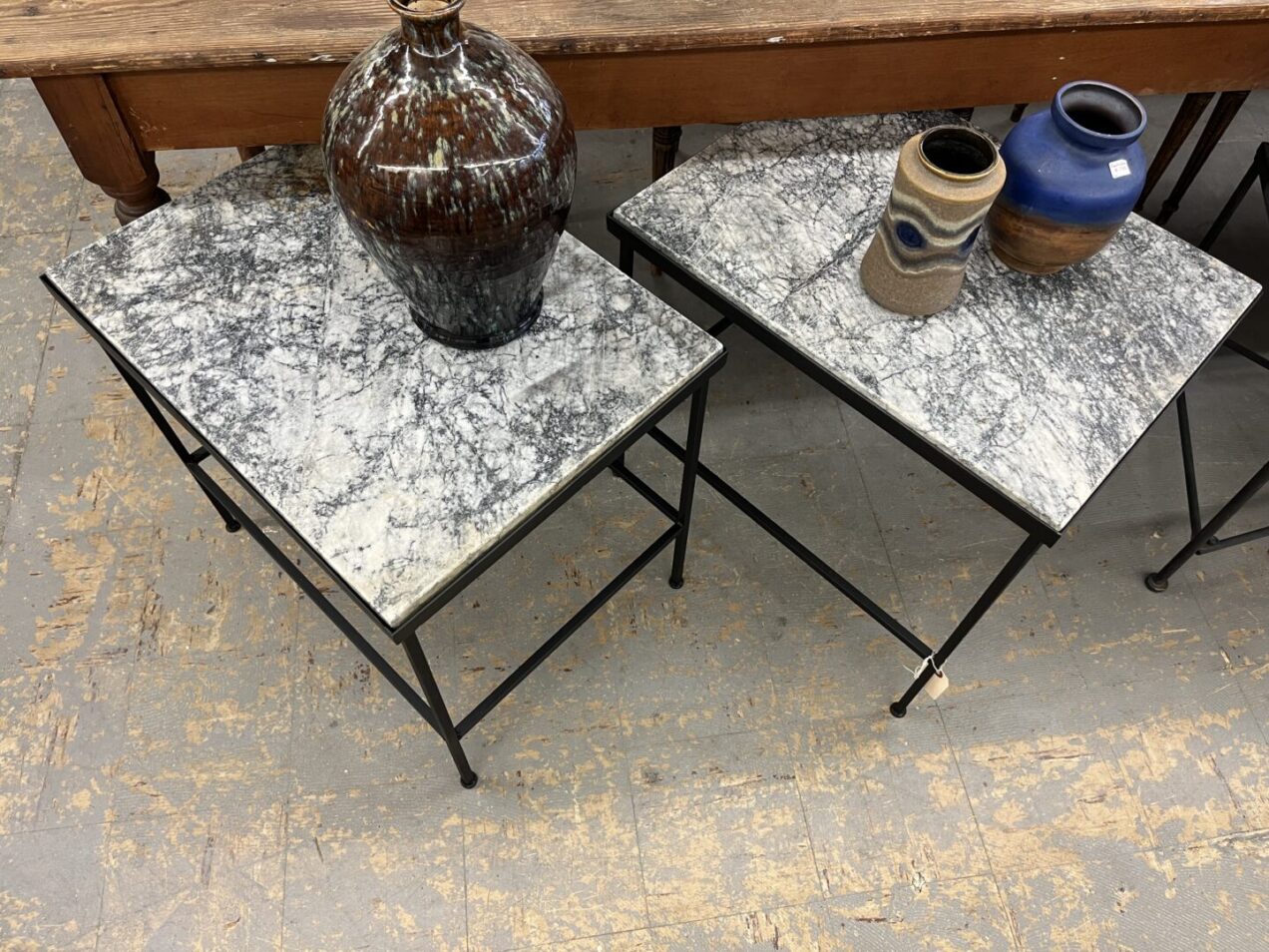 Pair Marble Top Side Tables