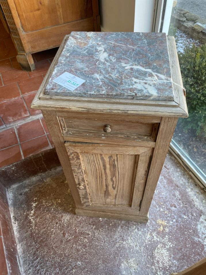FRENCH OAK STAND WITH MARBLE TOP