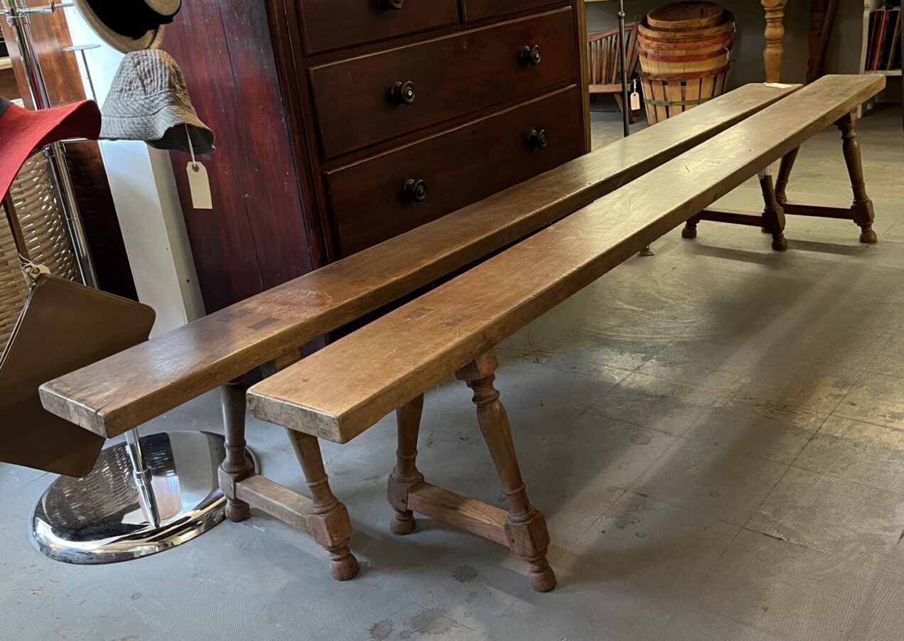 Pair Long Cherry Benches