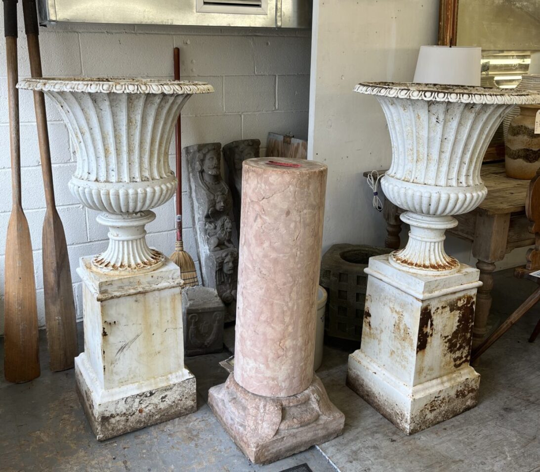 Pair Large Cast Iron Urns