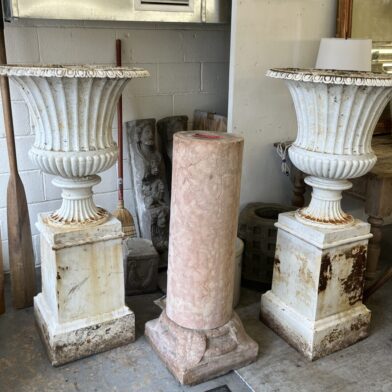 Pair Large Cast Iron Urns