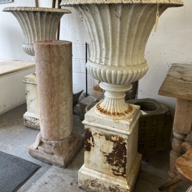 Pair Large Cast Iron Urns