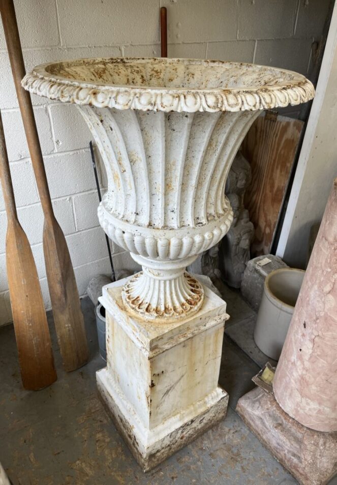 Pair Large Cast Iron Urns