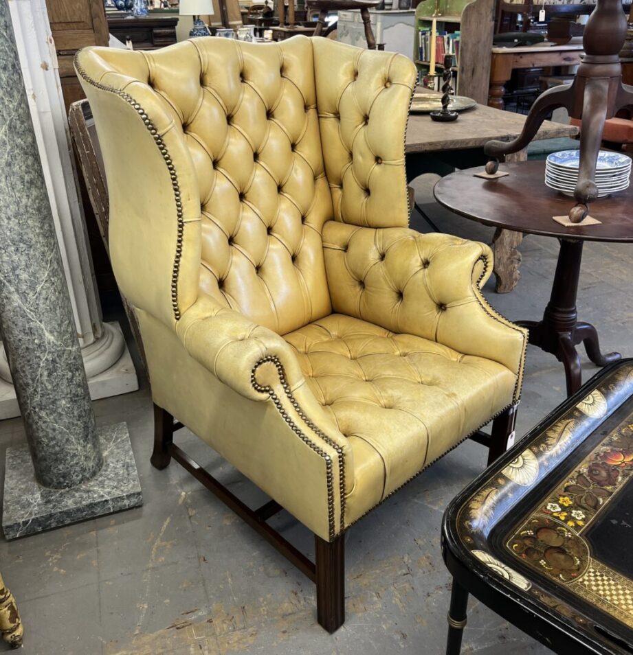 Tufted Leather Wing Chair