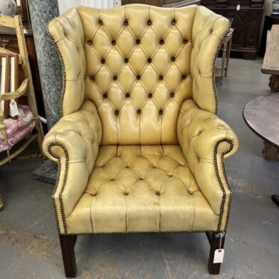 Tufted Leather Wing Chair