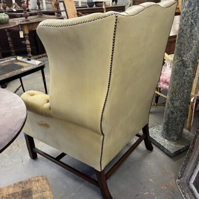 Tufted Leather Wing Chair