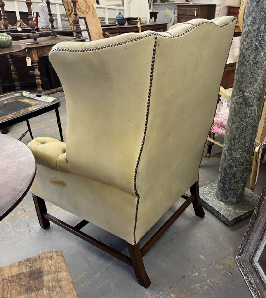 Tufted Leather Wing Chair