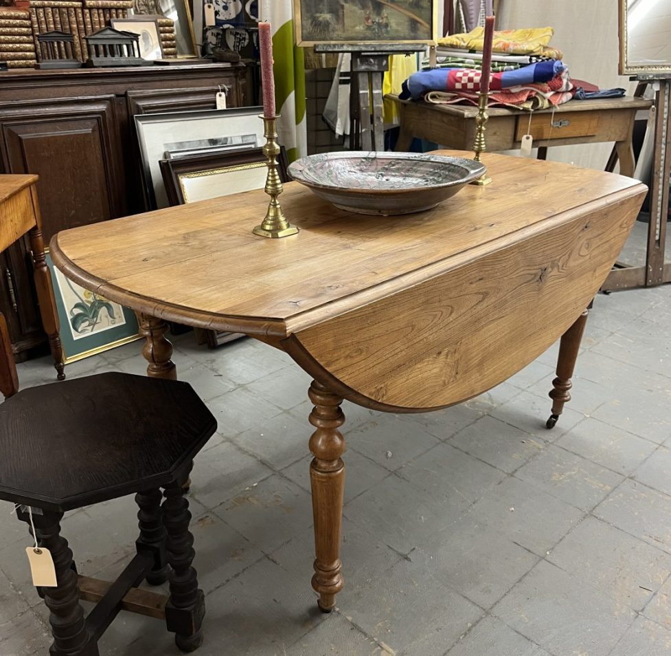 French Elmwood Dropleaf Table