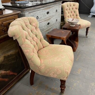 Pair of Tufted Slipper Chairs