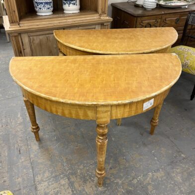 Pair of Painted Demilune Table