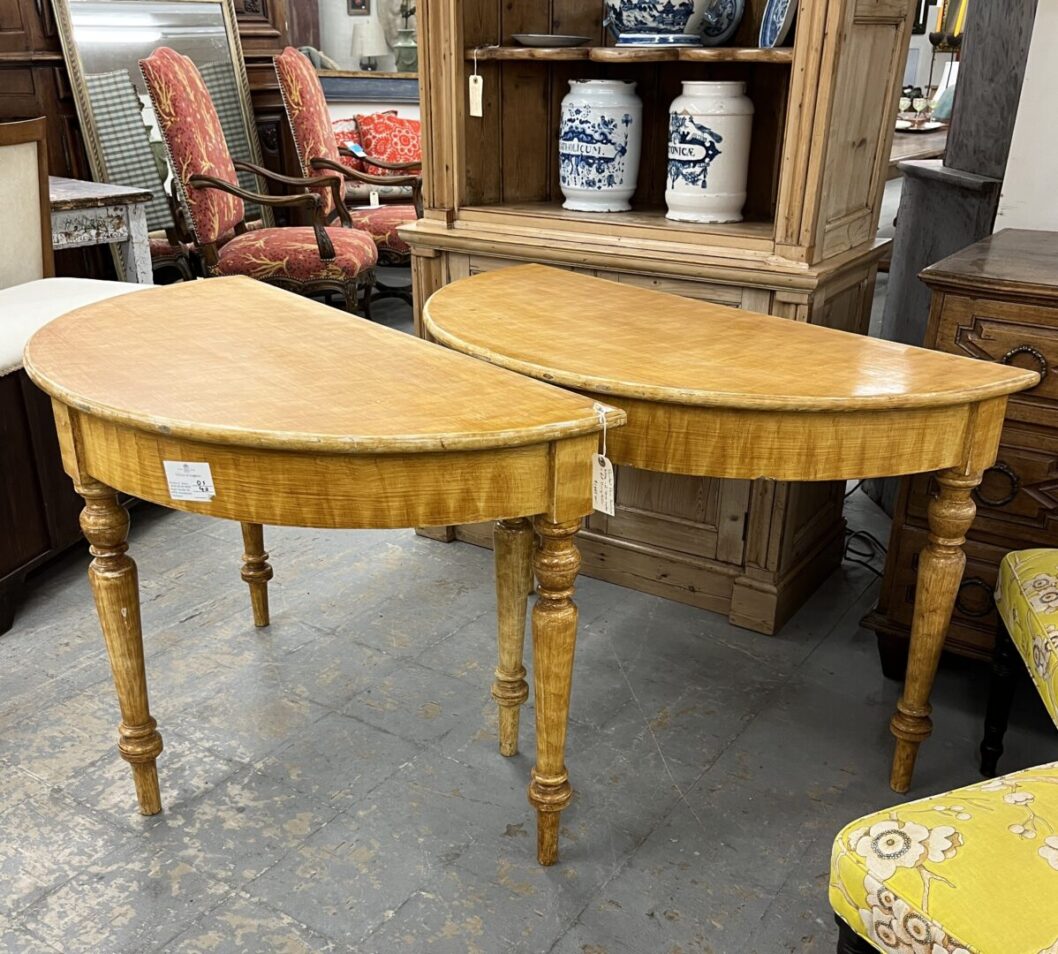 Pair of Painted Demilune Table