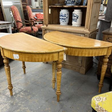 Pair of Painted Demilune Table