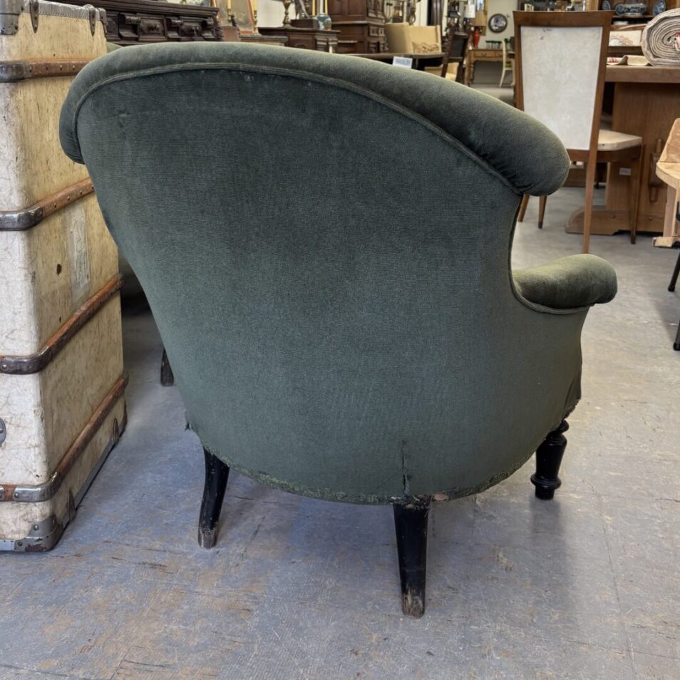 Pair Green Velvet Armchairs