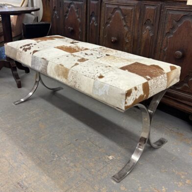 Chrome and Cowhide Bench