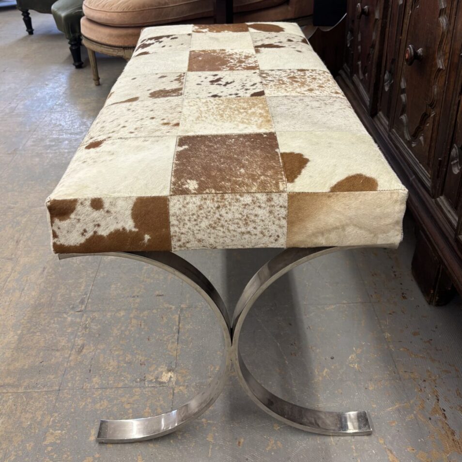 Chrome and Cowhide Bench