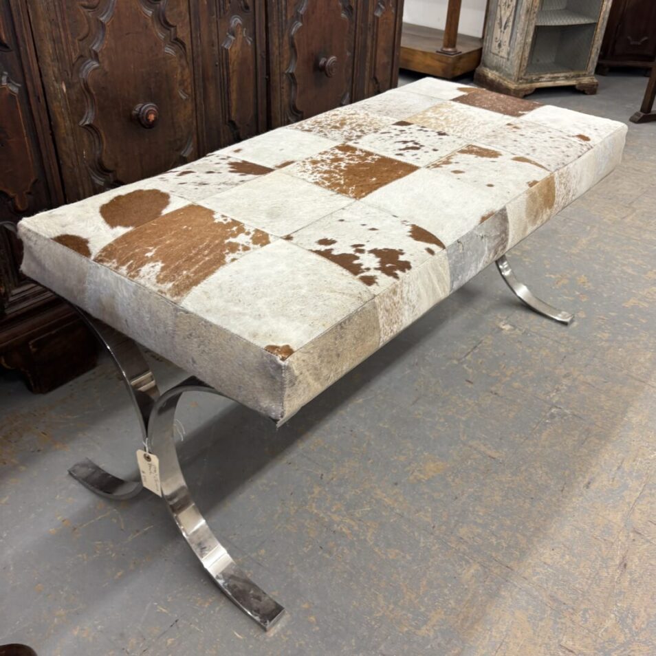 Chrome and Cowhide Bench