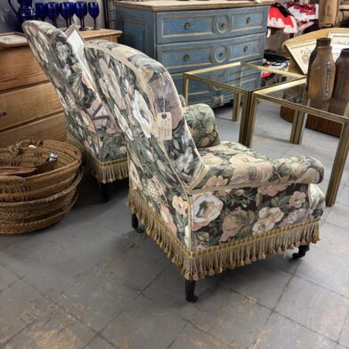 Pair Floral French Armchairs