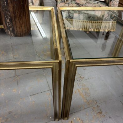 Pair Bronze and Glass Tables